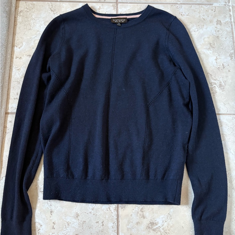 Topshop Classic Navy Crew Neck Sweater